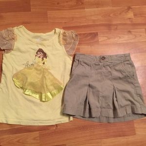 Disney Belle top skort tan little girls size 6/7
